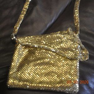 Gold metal mesh crossbody vintage purse